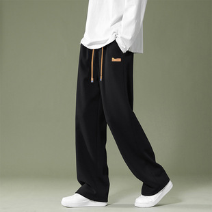男士 子男生潮流垂感宽松直筒阔腿裤 春秋冬季 加绒西裤 新款 休闲长裤