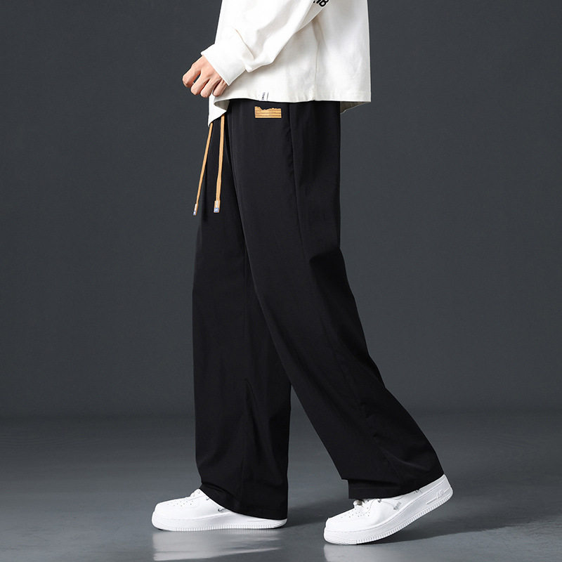 春秋季裤子男款垂坠感阔腿宽松运动男生港风潮流直筒休闲长裤潮男