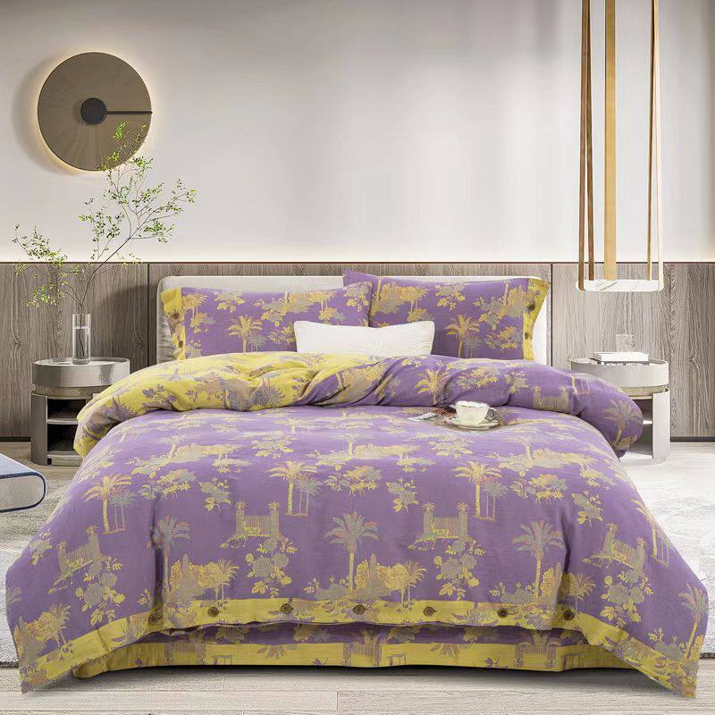 康尔馨全棉色织水洗棉四件套床单款简约被套学生宿舍床上用品