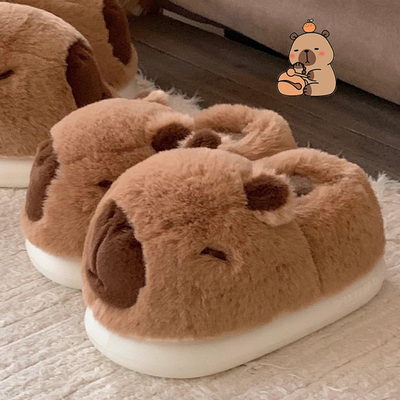 细细条卡皮巴拉冬季室内居家可爱男女童包跟毛毛鞋儿童亲子棉拖鞋,居家布艺,居家棉拖/棉鞋,淘宝优惠券,粉丝福利购,淘宝优惠卷