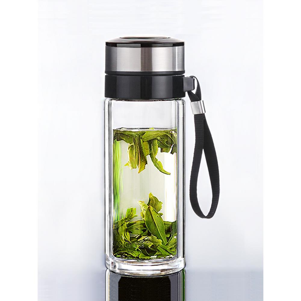 便携双层玻璃杯耐热泡茶杯子男女士水杯带盖加厚有过滤网杯子车载