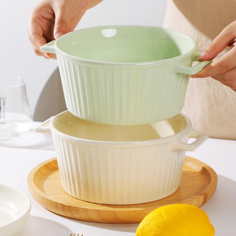 碗家用陶瓷大汤碗双耳汤锅9英寸大碗碗公加深加高款大容量耐高温