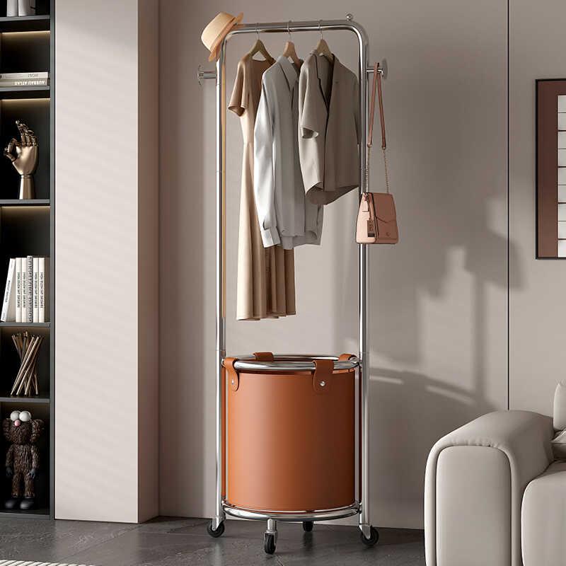 卧室衣帽架不锈钢落地挂衣架移动家用轻奢客厅北欧简约置物架