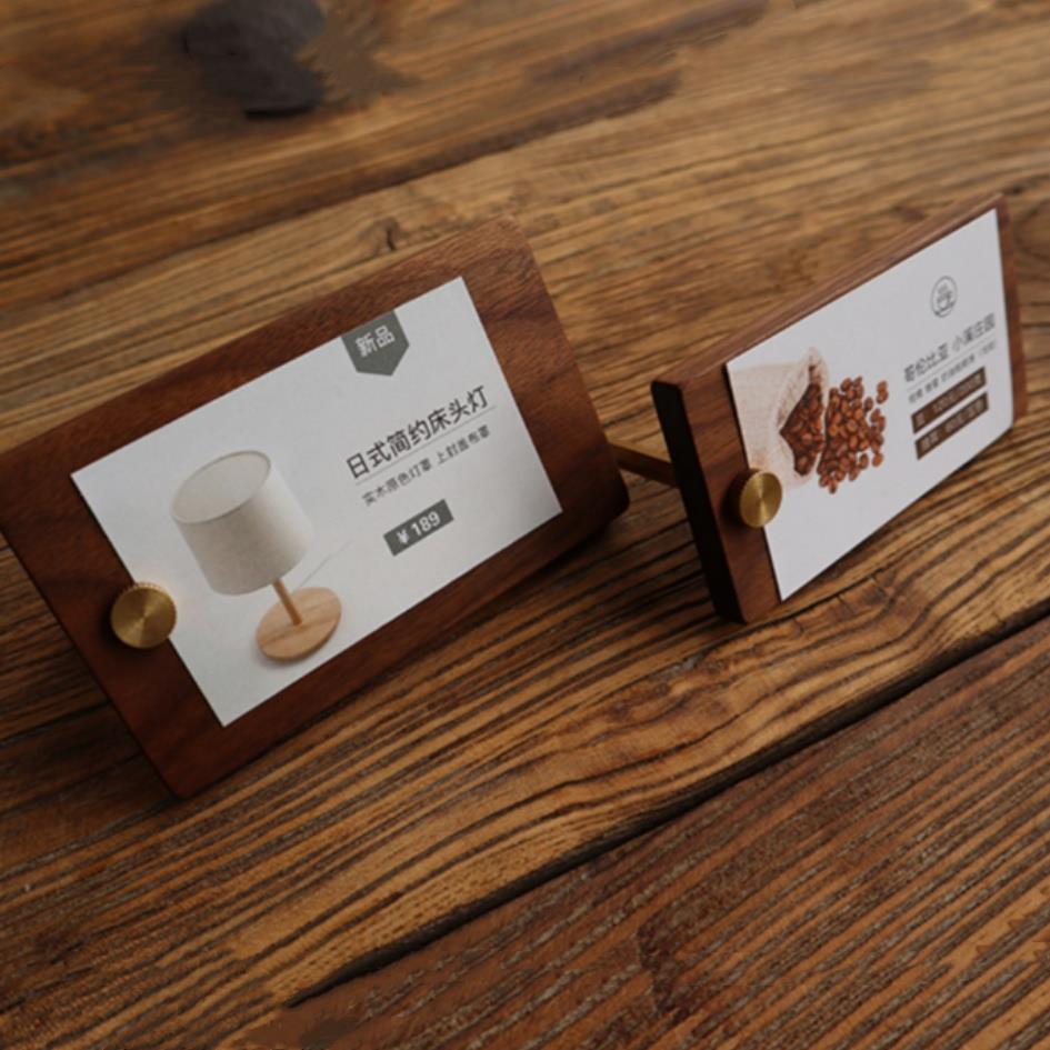 实木小台卡黑胡桃木台签桌面价格牌标价签产品说明展示架留言夹