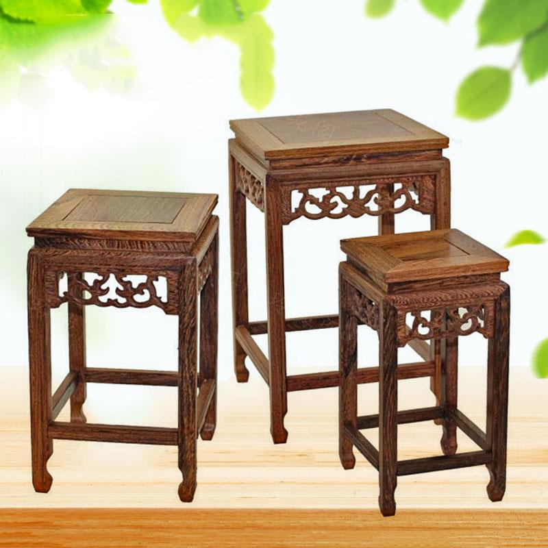 实木小花架鸡翅木中式花几盆景架桌面花卉架子高端