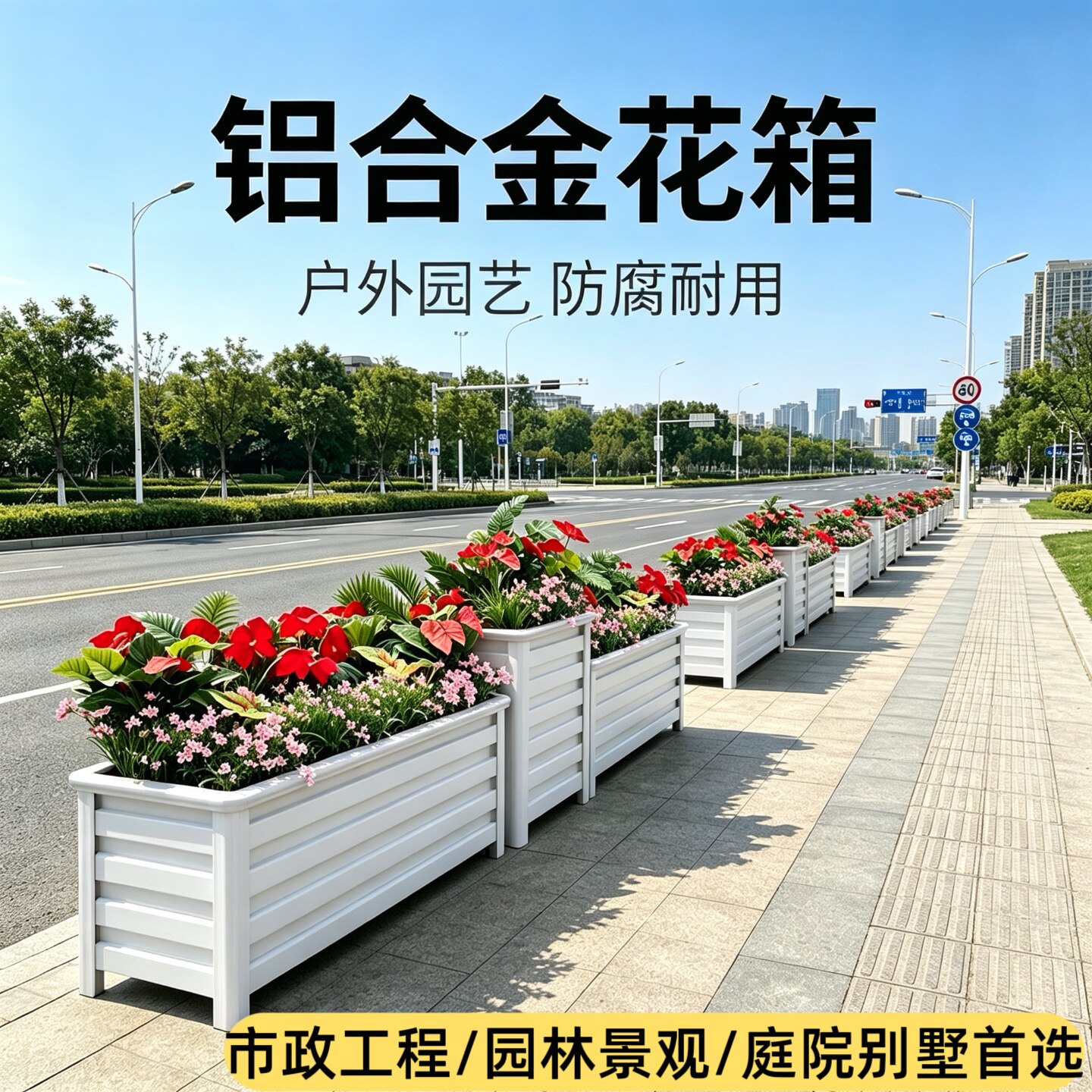 铝合金种植花箱户外庭院定制花盆图片