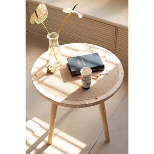 新款摩洛哥风复古做旧实木小茶几阳台小圆桌子美式花园民宿沙发边