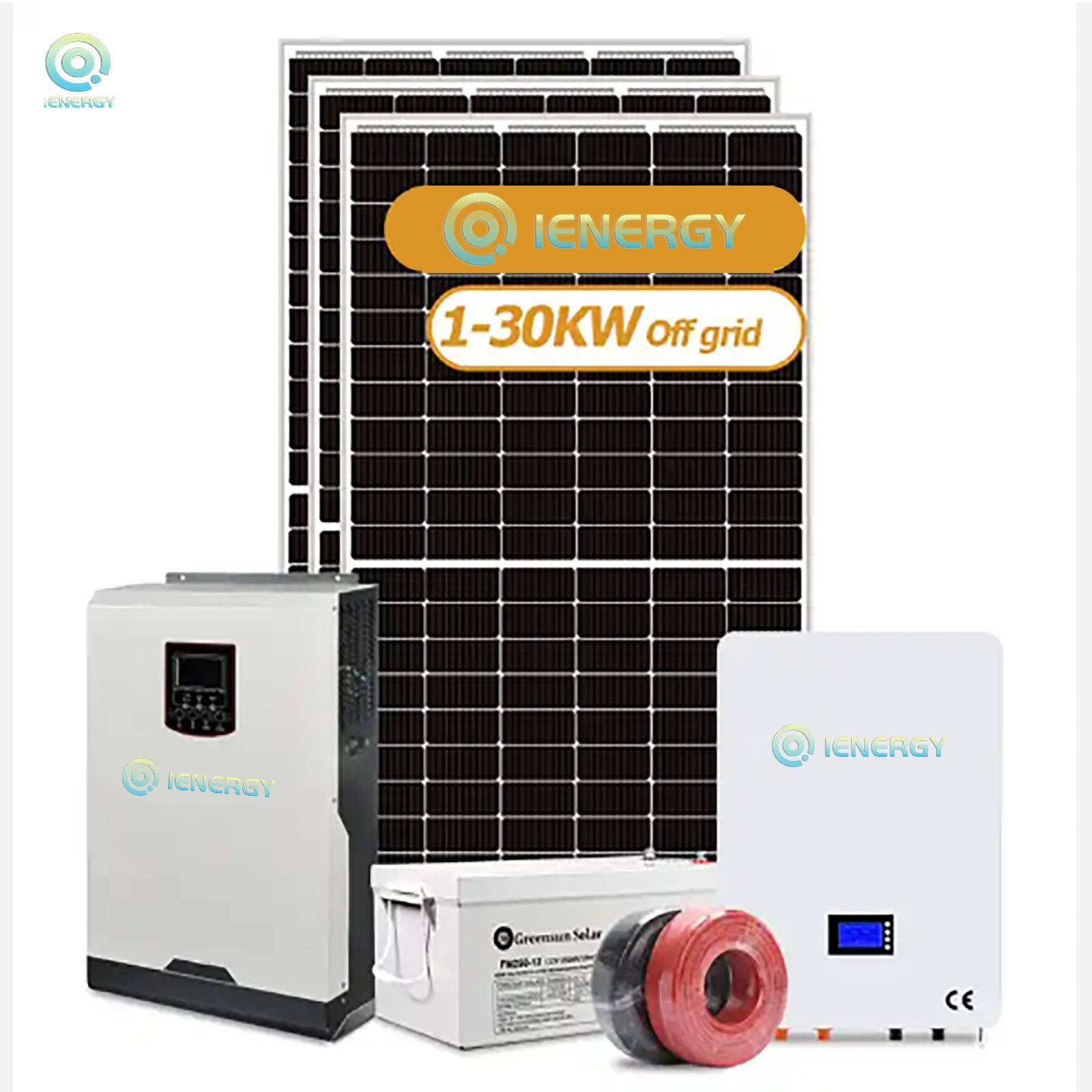 家用离网光伏发电系统屋顶安装的太阳能发电系统带电池3kw可