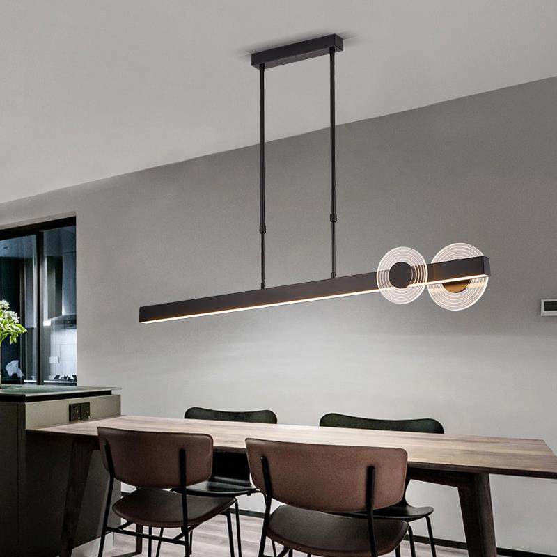 led餐厅灯吊灯北欧现代轻奢个性长条方形极简铝材饭桌吧台餐桌灯