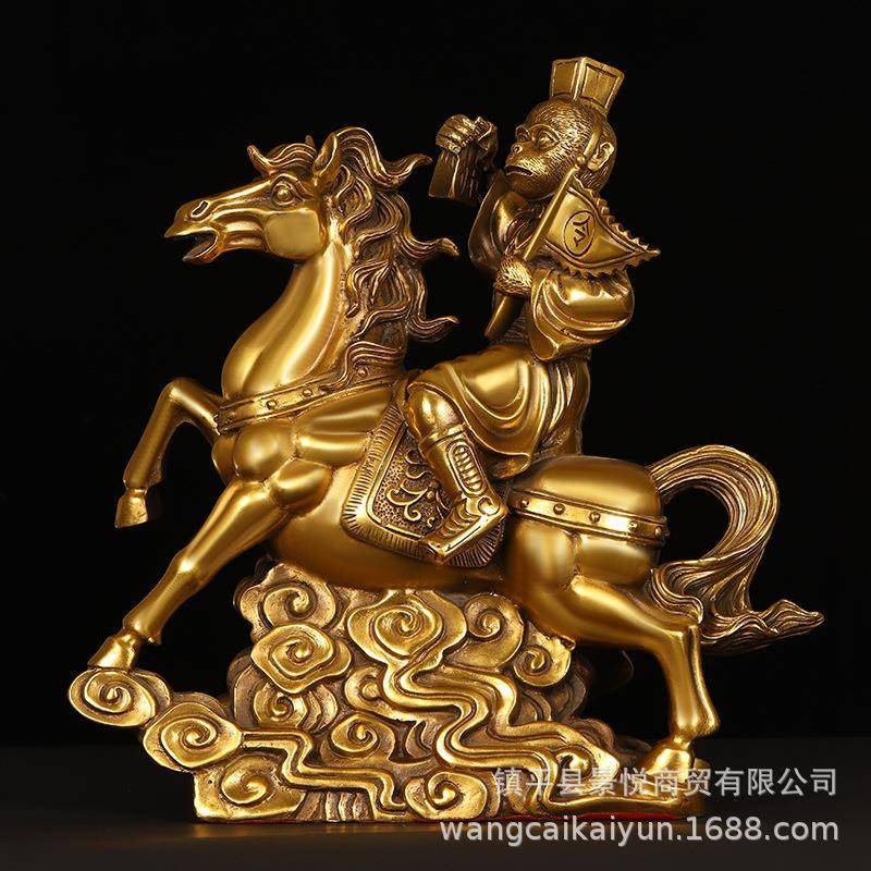 纯铜马上猴摆件生肖马铜猴子客厅办公室工艺品铜猴