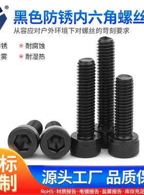 2x3→2x16黑色防锈内六角螺丝304不锈钢高盐雾螺丝达克罗DIN912