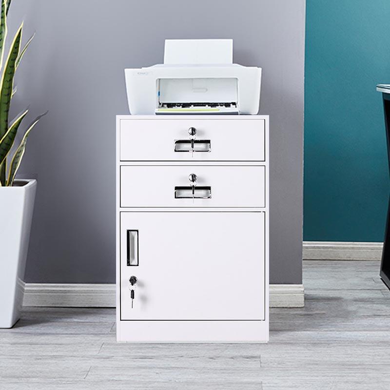 家用钢制收纳床头矮柜办公室文件铁皮档案柜桌下抽屉式落地资料柜