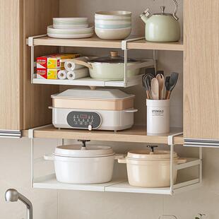 厨房下挂篮层架可伸缩免打孔隔板挂架厨具书柜衣柜杂物收纳置物架