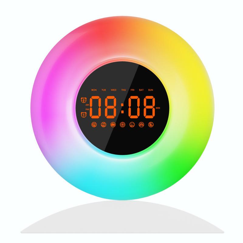 新款创意自然日出唤醒灯闹钟LED幻彩多功能模拟日落音乐睡眠台灯