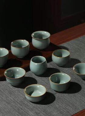 冠玉堂汝窑茶杯主人杯个人专用冰裂开片可养品茗杯中式高档单杯子