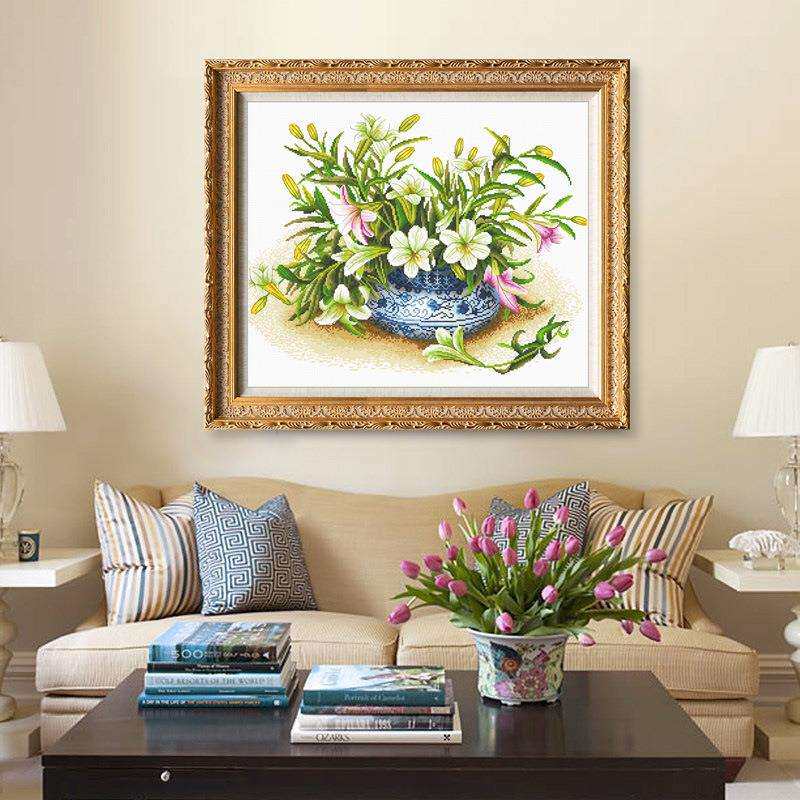 十字绣新款线绣小件花卉现代简约客厅卧室简单刺绣十字绣画