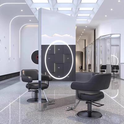 理发店镜子发廊专用美发店镜台网红单双面烫染潮款带灯落地剪发镜