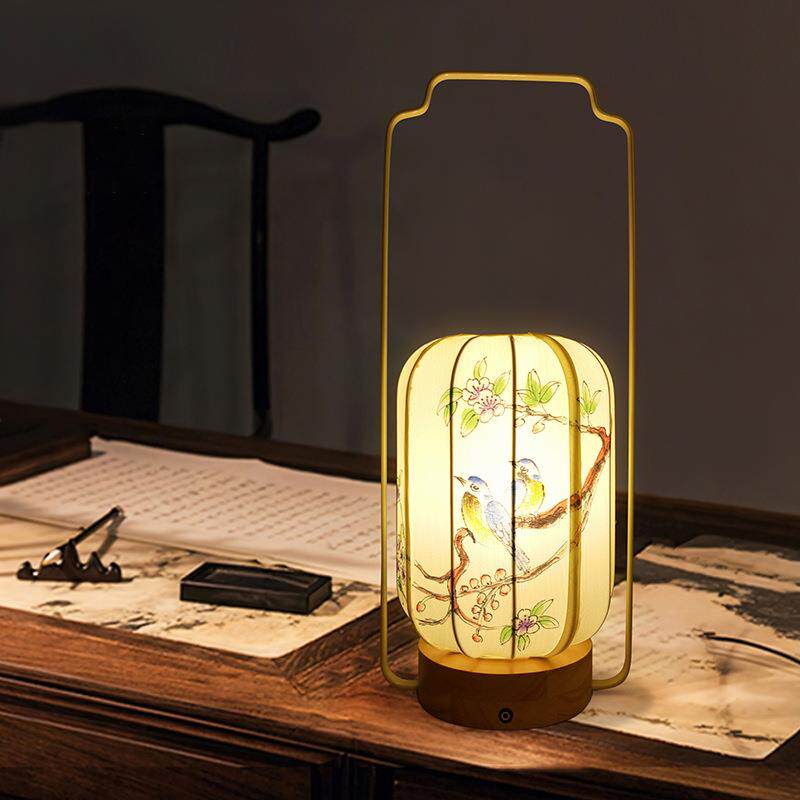 中式台灯古风禅意茶室书房手绘布艺古典装饰中国风氛围复古手提灯