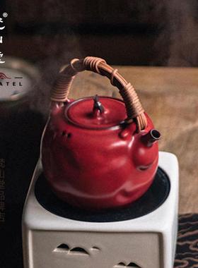 梵山堂山楂红提梁壶老岩泥听云苏打釉手工陶壶烧水壶电陶炉煮茶壶