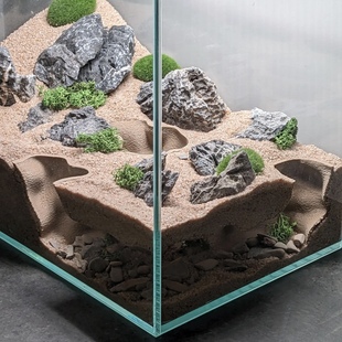 鱼缸生态缸洞穴造景配件爬虫躲避屋仿真洞穴直角三开口造景装 饰