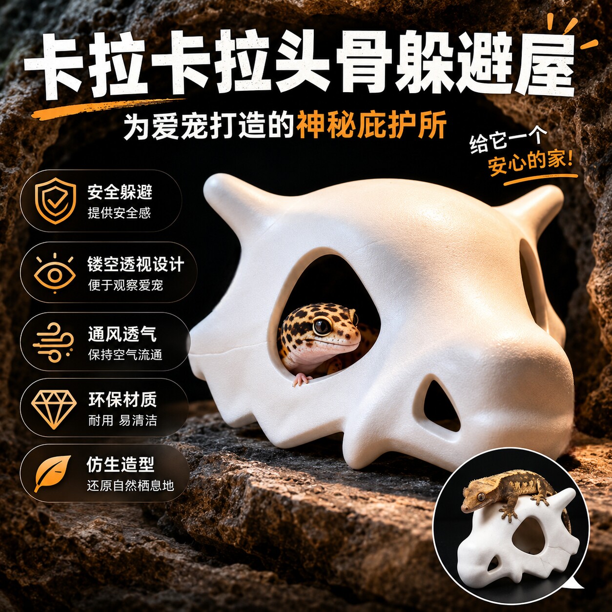 卡拉卡拉头骨躲避屋鱼缸造景图片