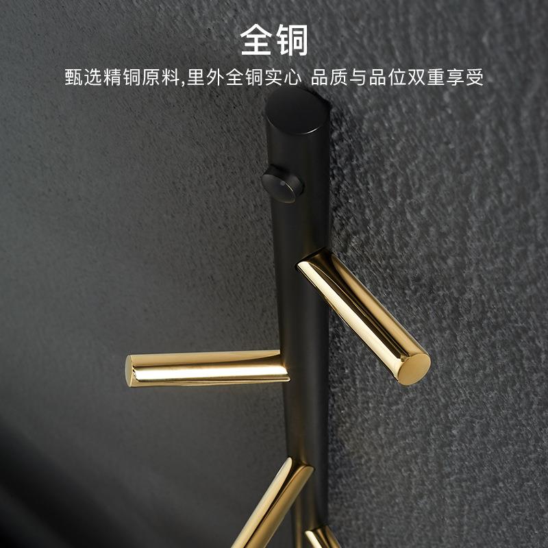 浴室全意轻铜衣帽挂钩入户玄关门后挂式壁排钩组合北欧创245奢挂