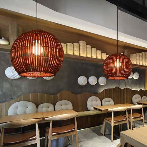 中式竹艺竹编灯957灯创意古典个性饭店餐厅客阳台日式吊笼藤艺灯