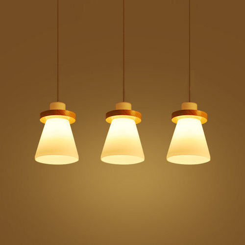 现代简约LED实木三头餐厅吊灯