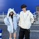 森之岛屿SZDY美式 复古座山雕棉服情侣男女梵文刺绣猫耳朵休闲外套