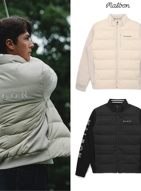2025秋冬韩国MALBON高尔夫服装男士新款立领保暖针织拼接羽绒外套