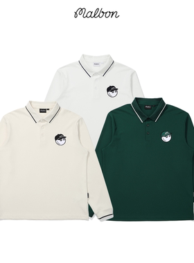 25秋冬韩国MALBON高尔夫服装男款长袖运动休闲透气弹力时尚POLO衫