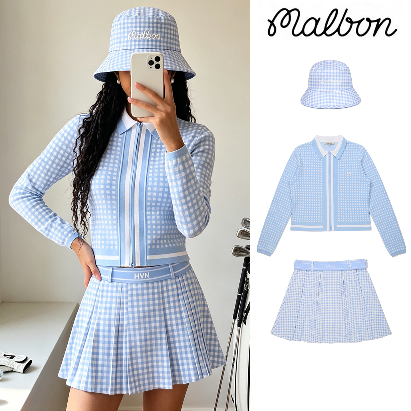 MALBON高尔夫女百褶套装含短裙
