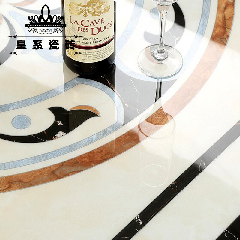 订制瓷砖拼图别墅客厅酒店圆弧过道微晶石圆形地砖大理石纹地拼花
