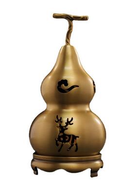 黄铜葫芦香炉金属工艺品铜葫芦空心拉丝开口摆件玄关家居