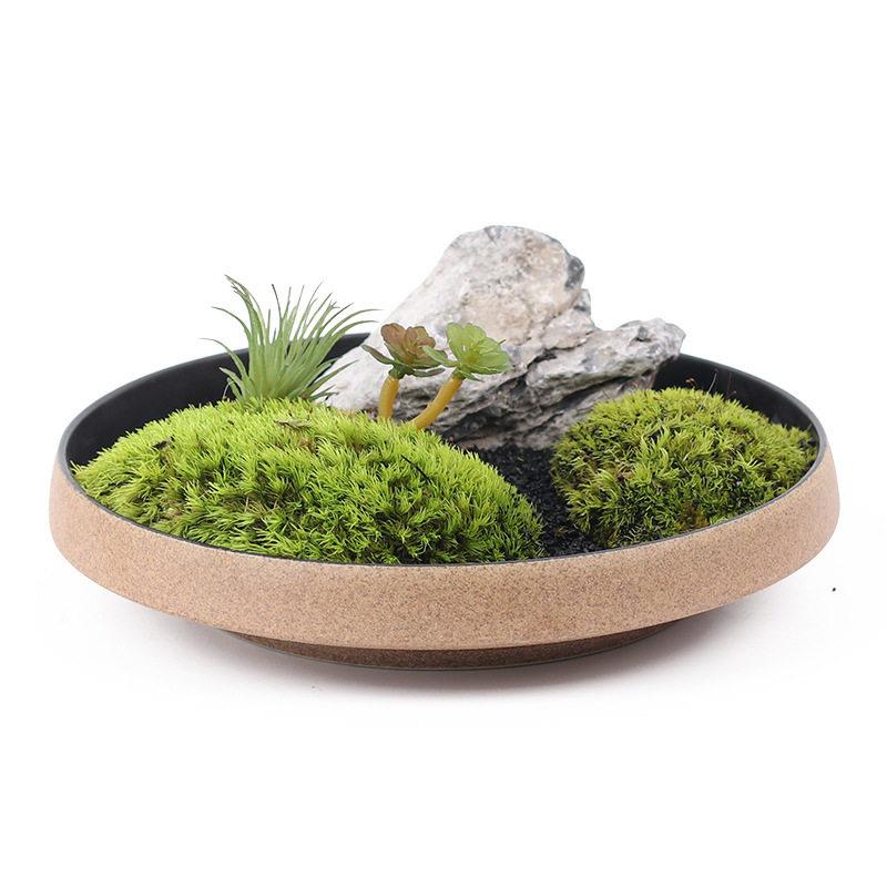 现新中式仿真绿植盆景微景观摆件售楼部酒店前台苔藓假山装饰品