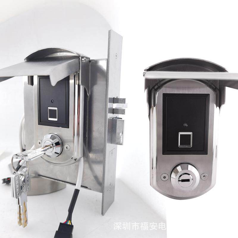 庭院门户外门防雨防晒免布线智能指纹锁双面指纹刷卡式防盗锁