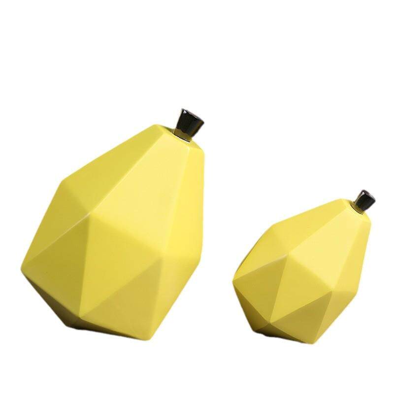 几何雪梨摆件树脂黄色抽象水果电视柜床头柜玄关书柜酒柜创意