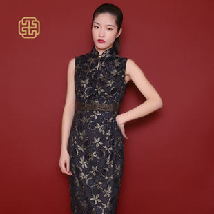 凤禧性感蕾丝无袖长款晚宴聚会修身显瘦旗袍连衣裙女日常可穿礼服