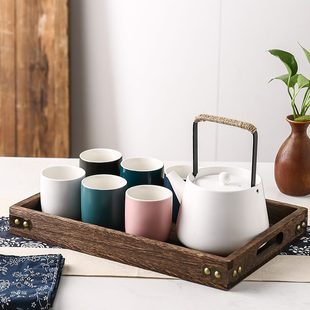 家用凉水壶茶壶水壶高档会客轻奢功夫茶杯 提梁北欧办公室茶具套装