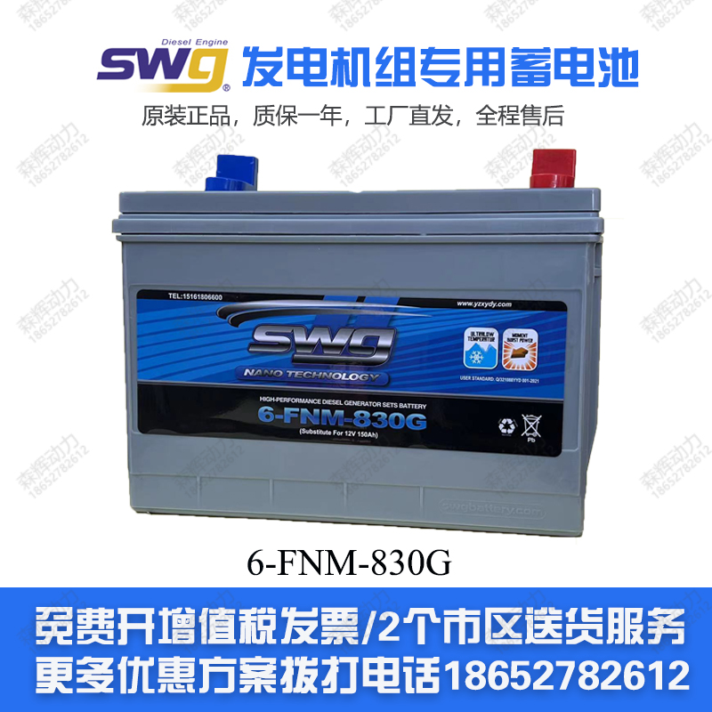 SWG蓄电池6-FNM-930G/830G/720G/550G思吾高发电机12V电瓶