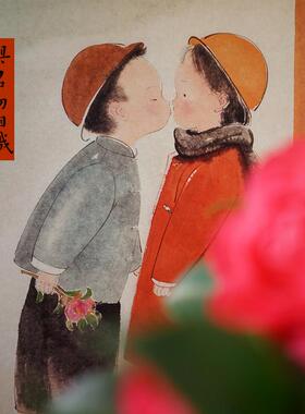 一二山皇小小 初相识 新中式水墨画客厅装饰画玄关挂画配电箱竖画