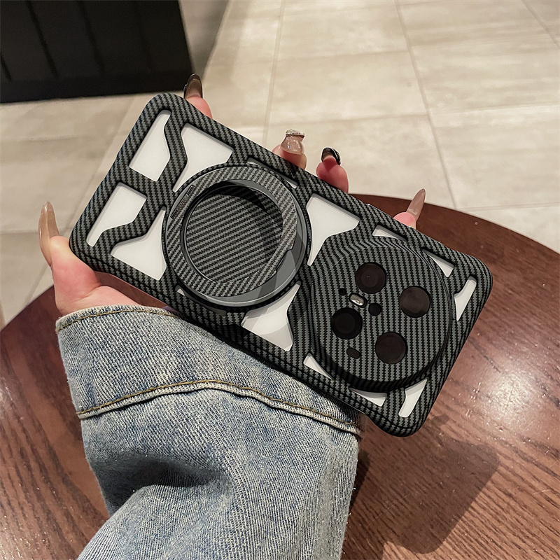 镂空散热碳纤维纹无边框适用华为mate70手机壳新款Mate60pro+磁吸支架mate50男40e磨砂5g高档保护套mt30外壳