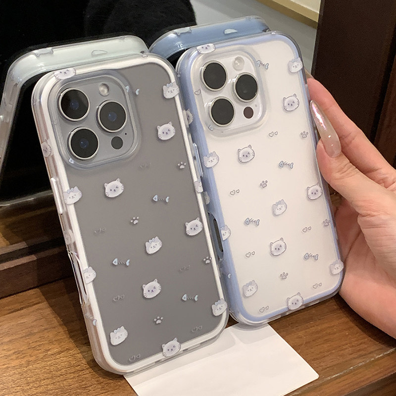 线条鱼骨猫爪适用苹果16promax手机壳2025新款iphone15男女款15pro保护套14pro防摔16磨砂小众网红13爆款外壳