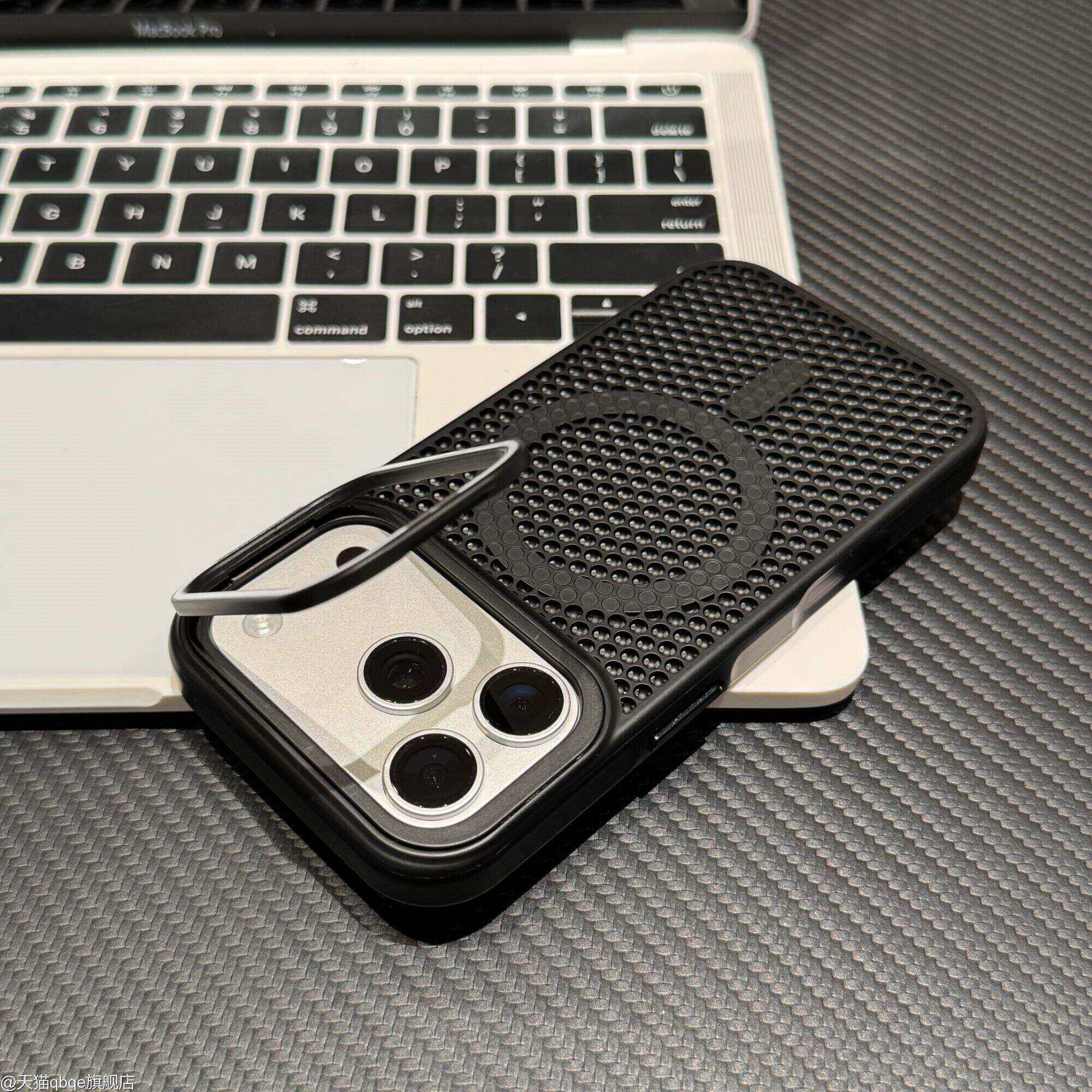 磁吸【防摔散热】适用苹果17promax镜头支架手机壳iphone16pm蜂窝网孔透气15PM肤感磨砂14pro全包13/12保护套