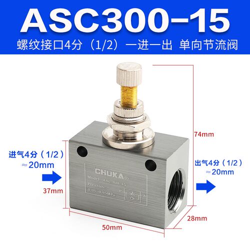 巨开CHUKA单向节流阀ASC100-M5 ASC100-06 ASC200-08 ASC300-10