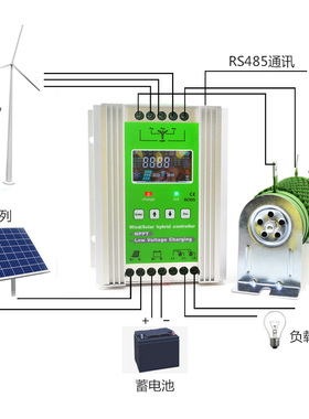 MPPT风光互补控制器12V24V48V500W600W800W1KW风力发电机光伏充电