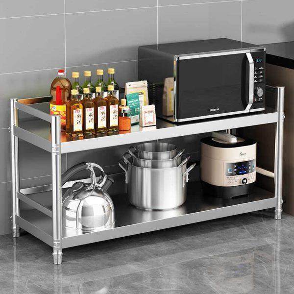 架子收纳厨房置物架层货架锅架家用灶台多功能不锈钢围栏储物二