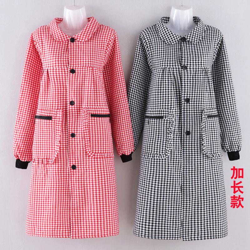 加长正穿棉布长袖围裙家用厨房做饭透气耐磨罩衣女时尚洋气工作服