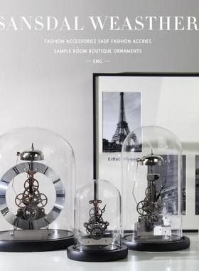 个性创意时钟座钟表床头柜书柜书架书桌桌面精致金属摆件轻奢软装