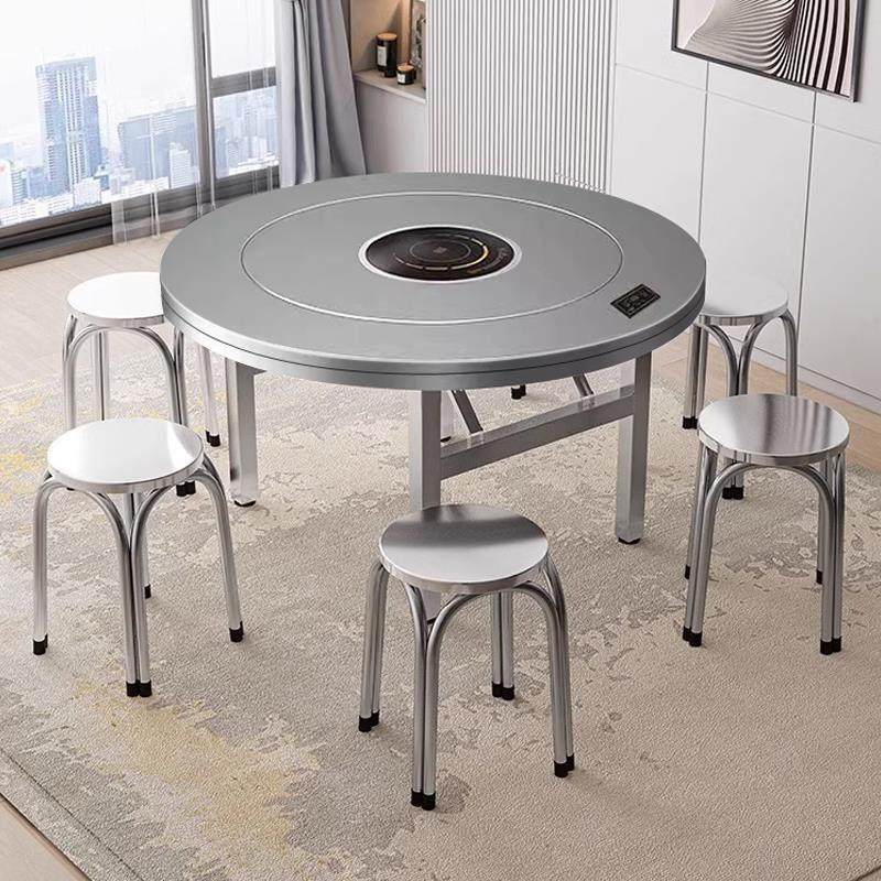 304特厚不锈钢餐桌火锅桌商用可折叠内置转盘圆桌家用大圆台饭桌,住宅家具,不锈钢/PVC餐桌,淘宝优惠券,粉丝福利购,淘宝优惠卷